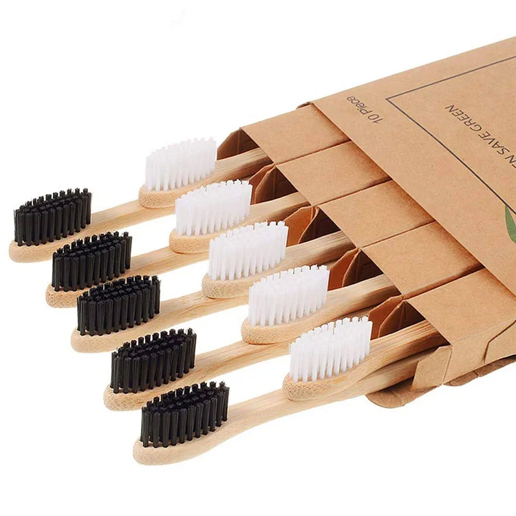 Pack de 10 brosses à dents en bambou