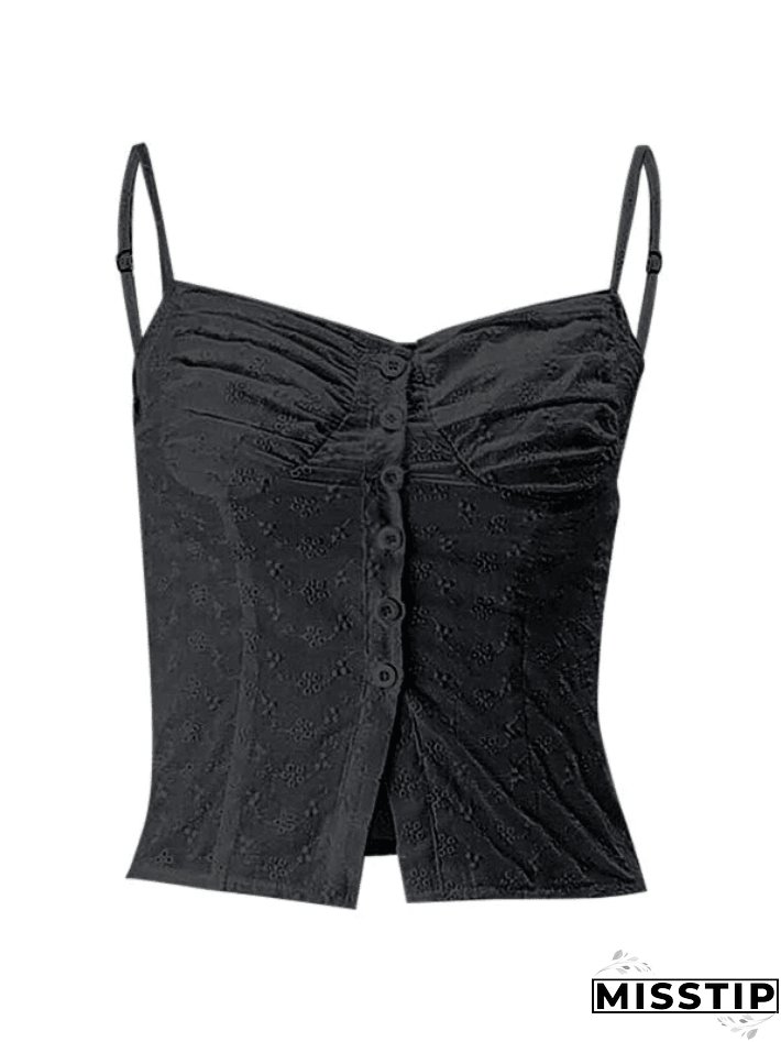 Buttoned Broderie Lace Cami Top