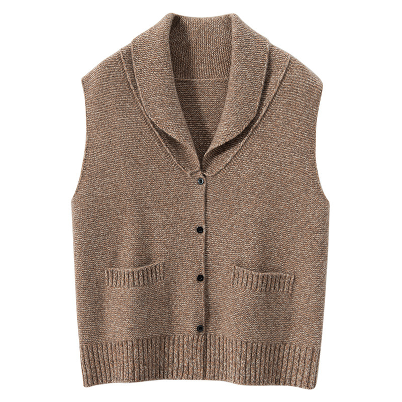Lapel Cashmere Vest With Pockets REAL SILK LIFE