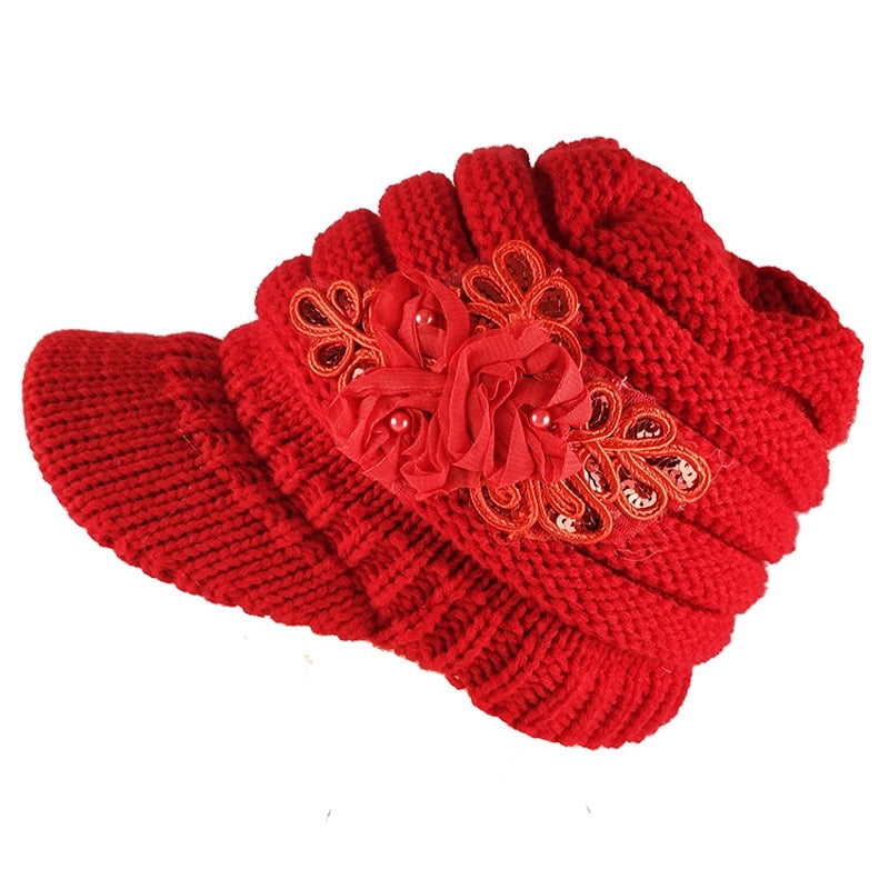 New Autumn And Winter Women’s Knitted Hat Trendy Sequin Decal Ear Protection Wool Hat