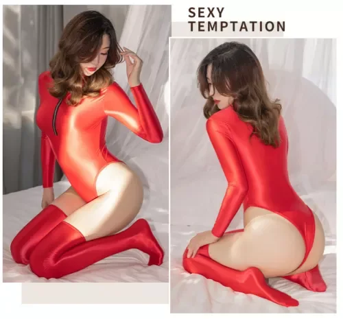pornhint Pornhint Sexy Bodysuits Stocking Women Tops Oil Shiny Glossy Clubwear Lingerie Jumpsuits New