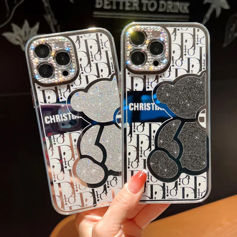 Shiny Fashion Rhinestone Bear Printed Case