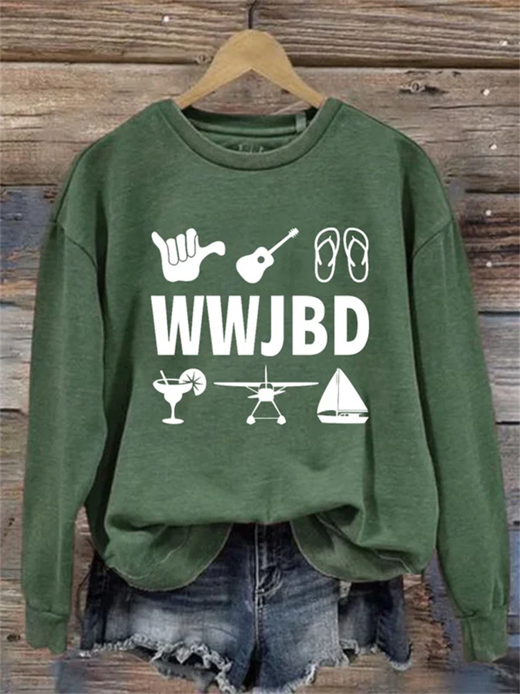 Comstylish Women's What Would J.B Do Print Crew Neck Sweatshirt
