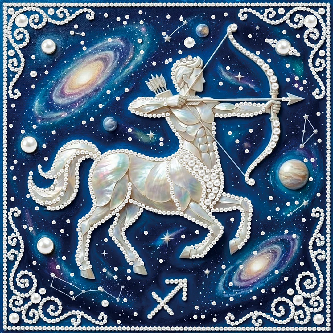 Sagittarius - DIY Pearl Diamond Art Kit With Frame 25*25cm