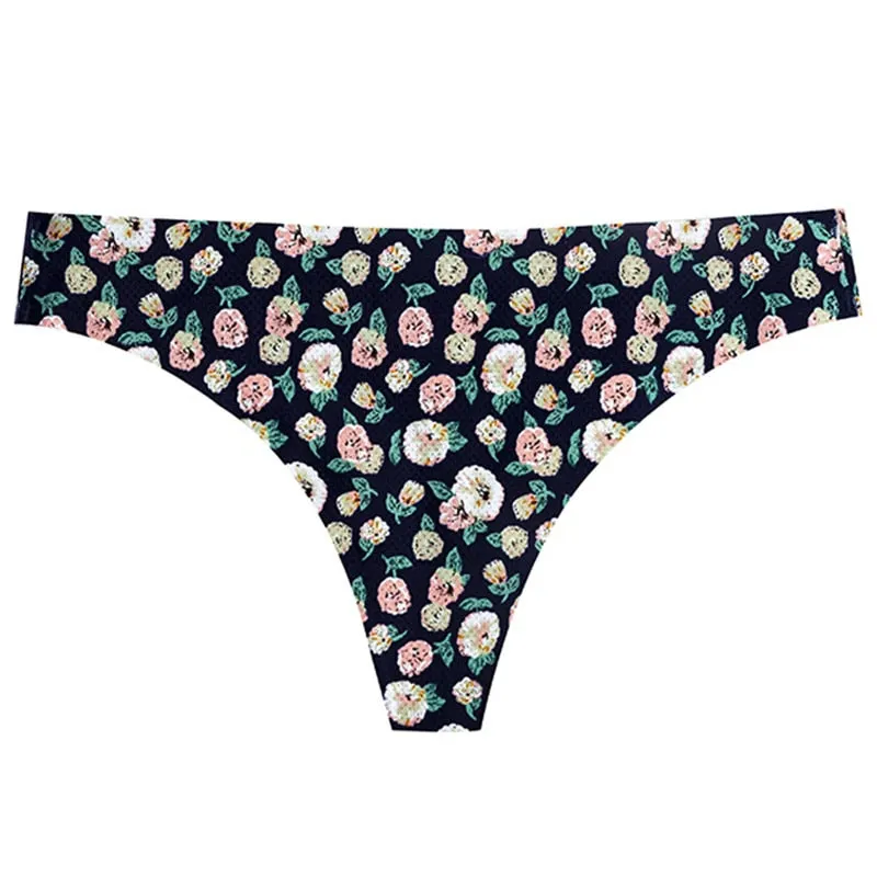 TERMEZY Women Sexy Flowers Lingerie Temptation Low-waist Panties Thong No trace Breathable Underwear Female G String Intimates