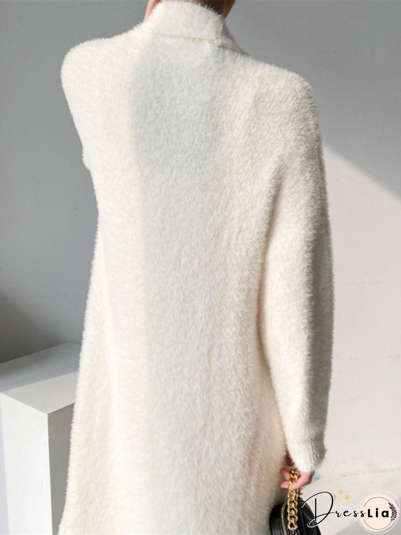 Long Length Fuzzy Knit Cardigan, Casual Open Front Long Sleeve Sweater, Women's Clothing