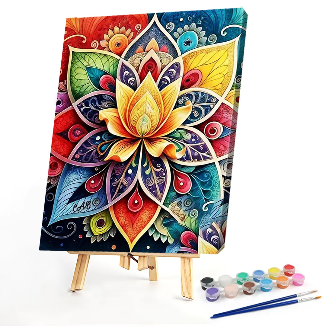 DIY Mandalas Paint by Numbers Kits Drawing Paintwork on Canvas 15.75x19.69inch Without Frame Canvas Oil Painting Number Painting for Beginners Adults Gift Home Wall Decor