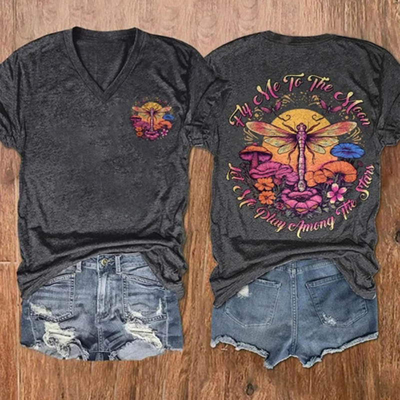 Hippie Style Print Casual T-Shirt wearshes