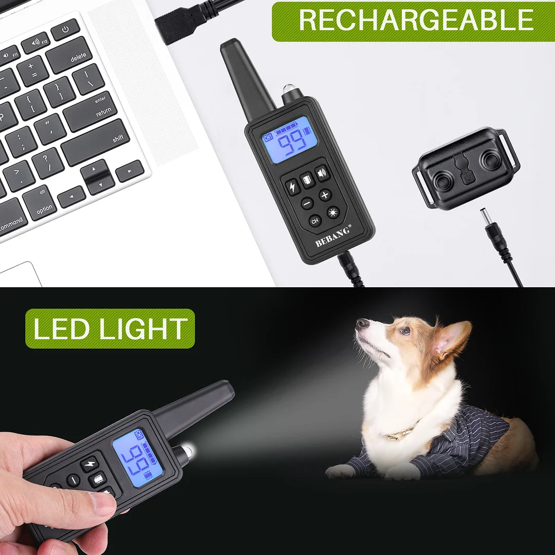 Dog Training Collars, Dog Shock Collar with Remote 880yards, 3 Modes Beep Vibration Shock, IPX7 Waterproof, LED Light, USB Charging, Perfect for Training Small Medium Large Dogs
