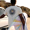 Men's Vintage Sun Palm Tree Surf Print Beach Daily Round Neck Short Sleeve T-shirt by Inlyline