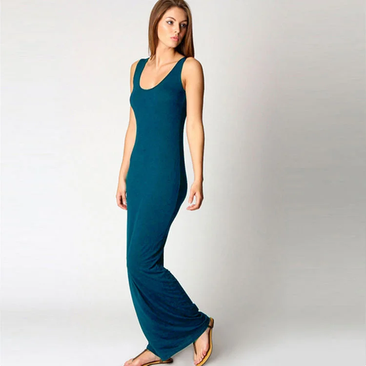 Hot Selling 2023 Summer Casual Dresses Sleeveless Bodycon Dresses Women Long Maxi Plus Size Dress