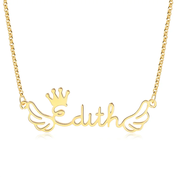 Personalized Crown Name Necklace with Angel Wings Cute Necklace Gifts