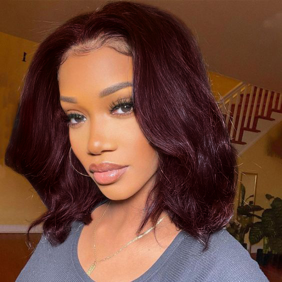 Wignee Middle Part 99J Human Hair Bob Wigs 2x4 Lace Part&nbsp;Body Wave Wigs Wignee hair