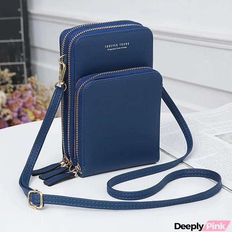 Casual Style Multiple Compartment Adjustable Shoulder Strap Phone Holder Currency Wallet