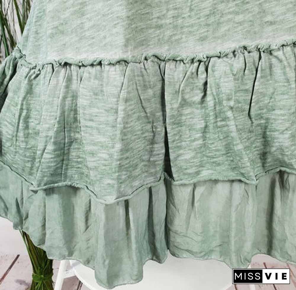 Women's Solid Color Sleeveless Scoop Neck Mid-dress