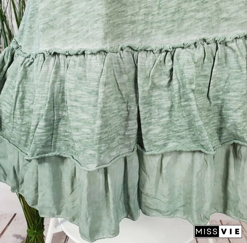 Women's Solid Color Sleeveless Scoop Neck Mid-dress