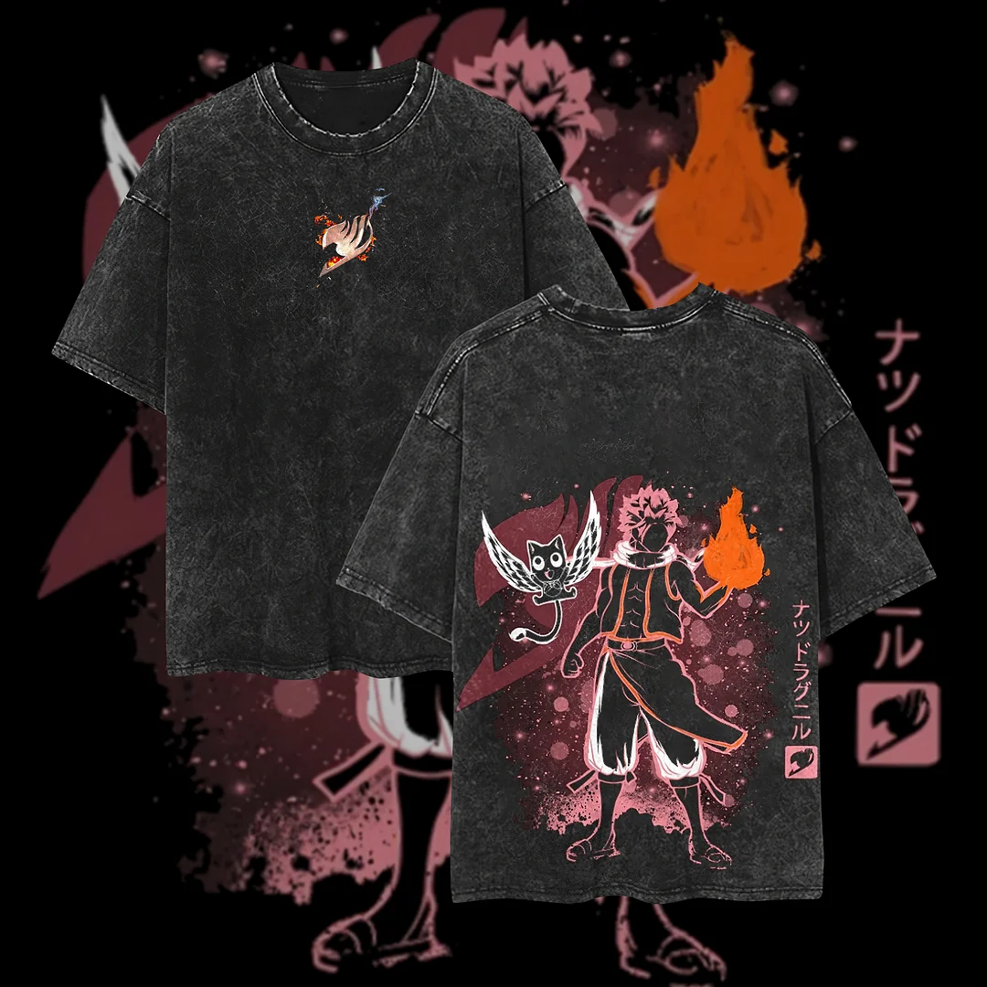 Fairy Tail Anime Printed Oversize Washed T-Shirt