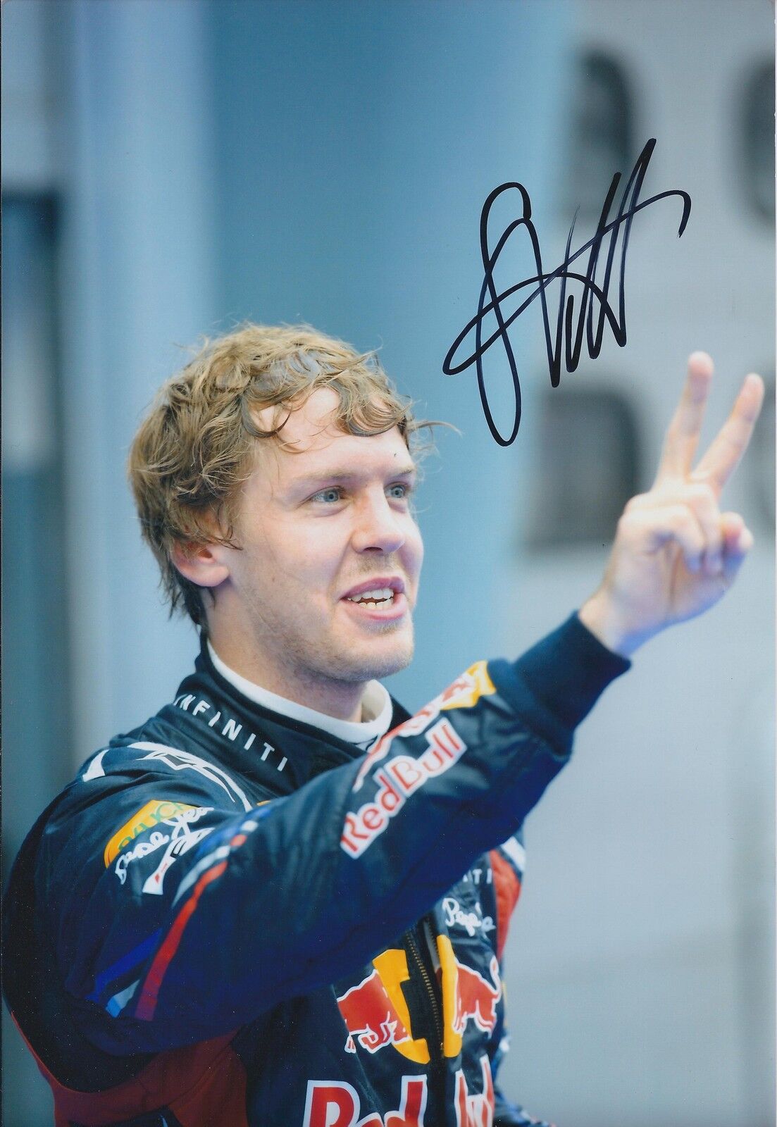 Sebastian VETTEL Rare SIGNED F1 Winner 12x8 Photo Poster painting Red Bull AFTAL Autograph COA