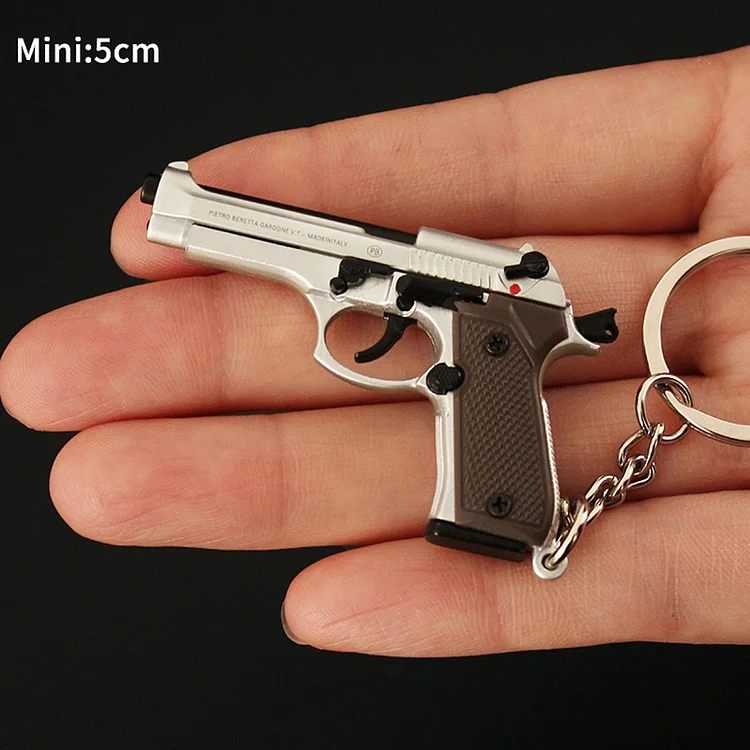 Smallest Beretta 92F Replica 1/4 Scale Mini Colt Zinc Alloy Fidget Pistol Keychian Accessories Gun Model Best Gift for Father And Boyfriend