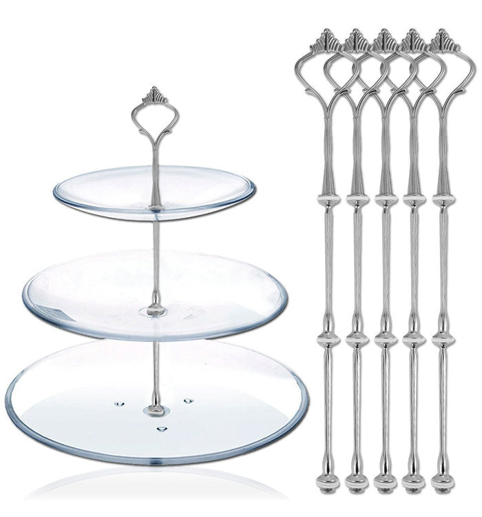 3 Tier Silver Crown Cake Stand Fruit Cake Plate Handle Fitting Stand Holder