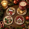 4pcs Acrylic DIY Pearl Painting Coaster Kit - Christmas