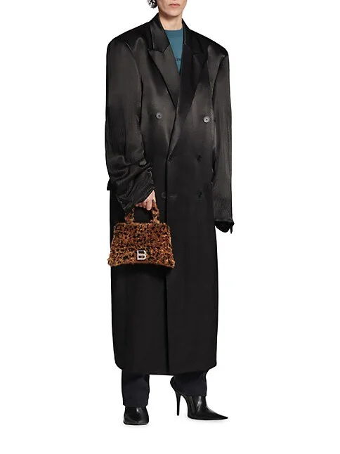 Balenciaga Hourglass Small Handbag With Strap With Leopard Print