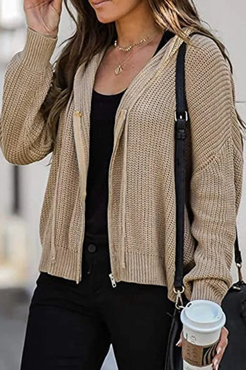 Zipper Casual Sweater Hooded Coat