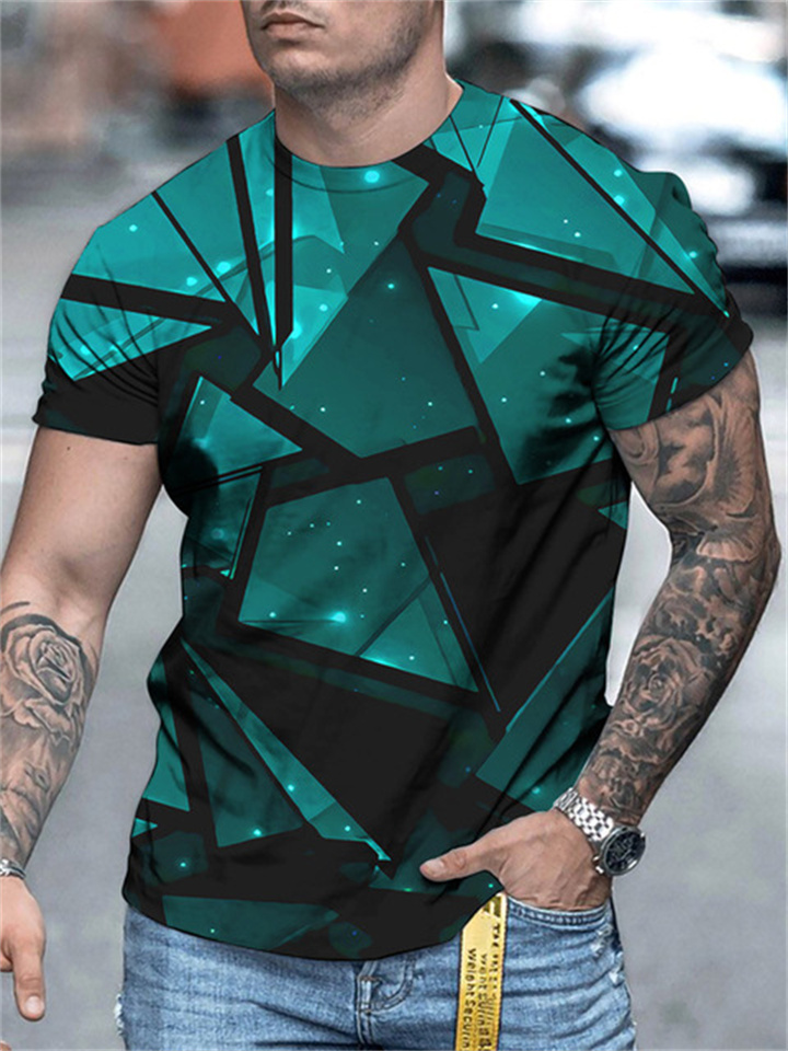 New 3D Floral Digital Printing Street Trend Men's Sports Short-sleeved T-shirt | 168DEAL