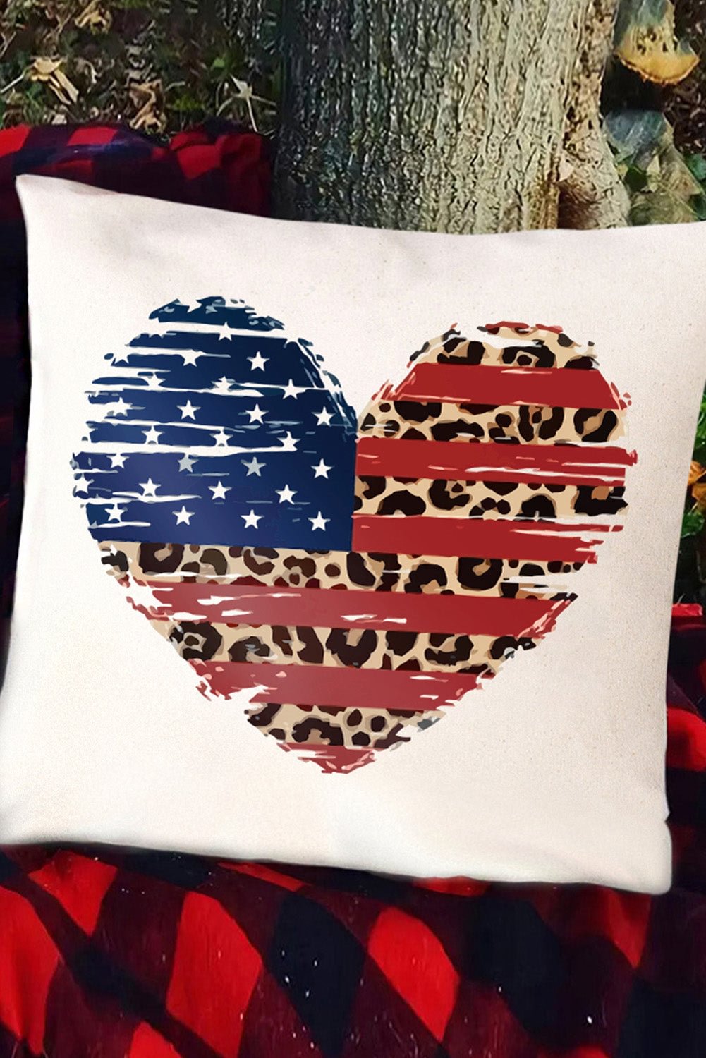 American Flag Heart Leopard Print Pillowslip