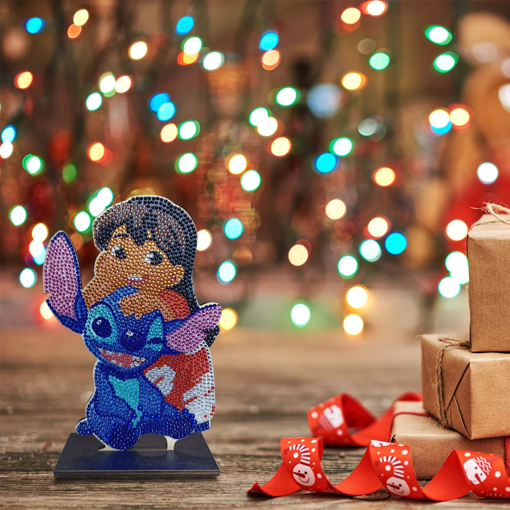 DIY Stitch Table Ornament Art Crafts Wooden Single Sided Home Decoration