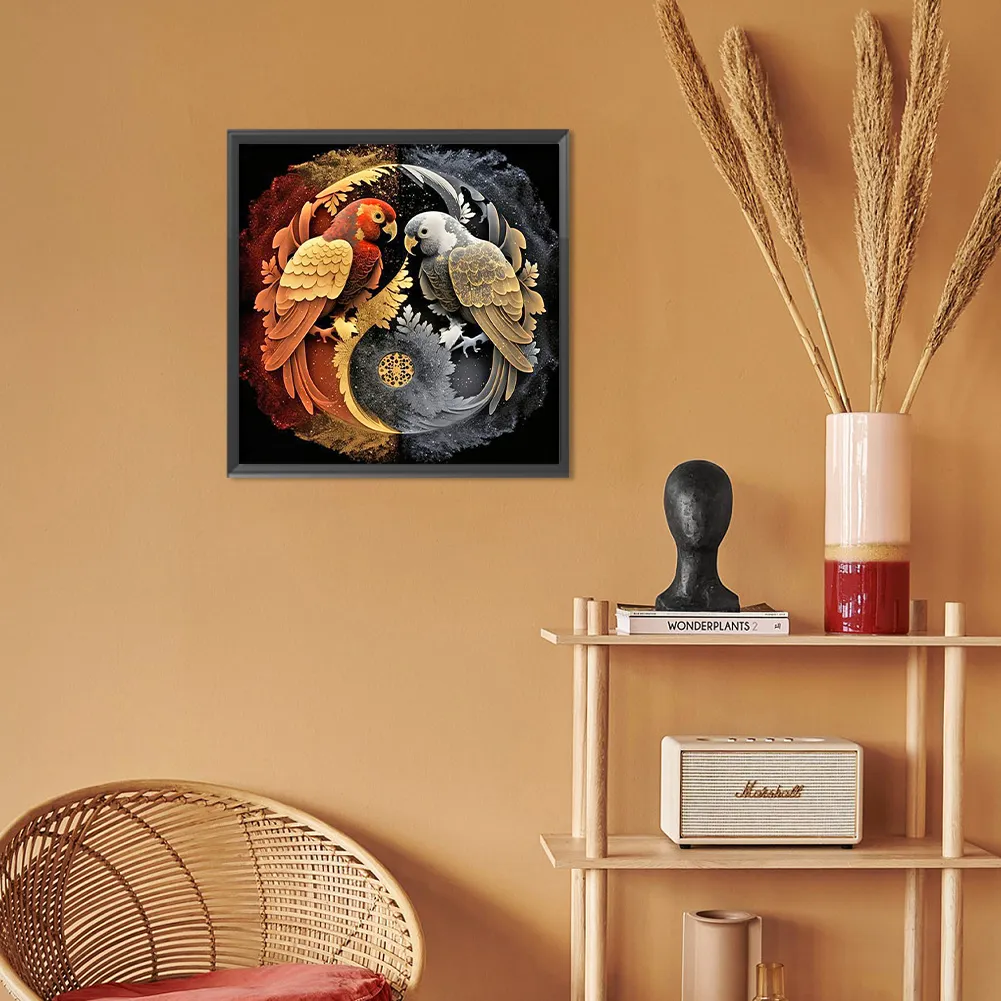 Diamond Painting - Full Round Drill - Yin Yang Parrot(Canvas|30*30cm)