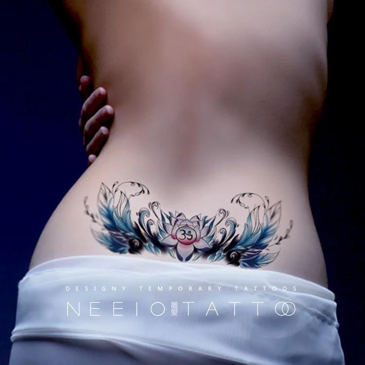 Sdrawing 4/5/9/10/18 PIeces Long Lasting Blue Flower Jewelry Tattoo Sticker Sexy Belly Block Scar Stretch Marks Waterproof Tattoo Sticker