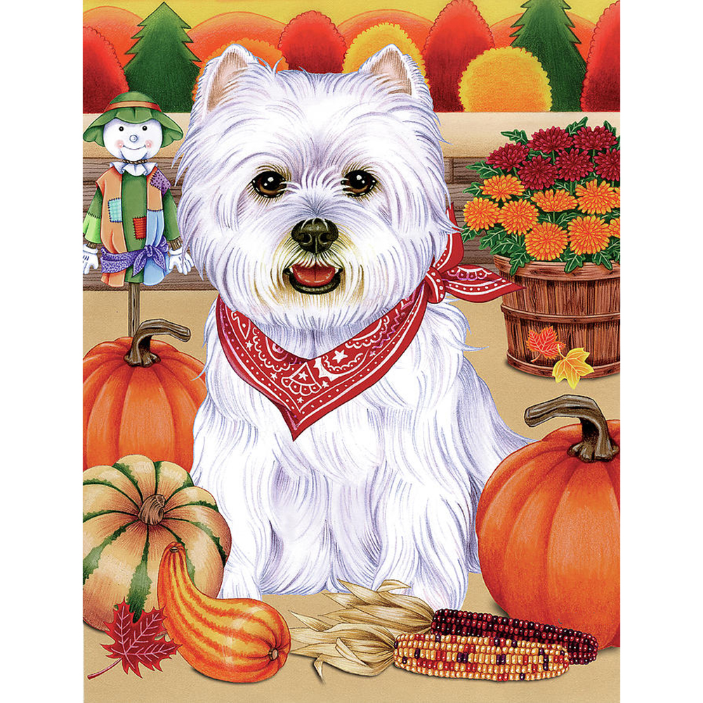 

30*40CM - Round Drill Diamond Painting - Dog, 501 Original