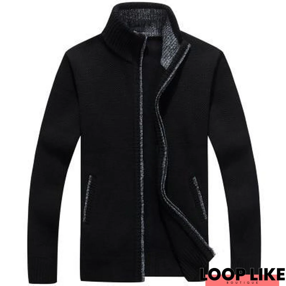 Men's Sweater Coat Sweater Jackets Men Zipper Knitted Thick Coat