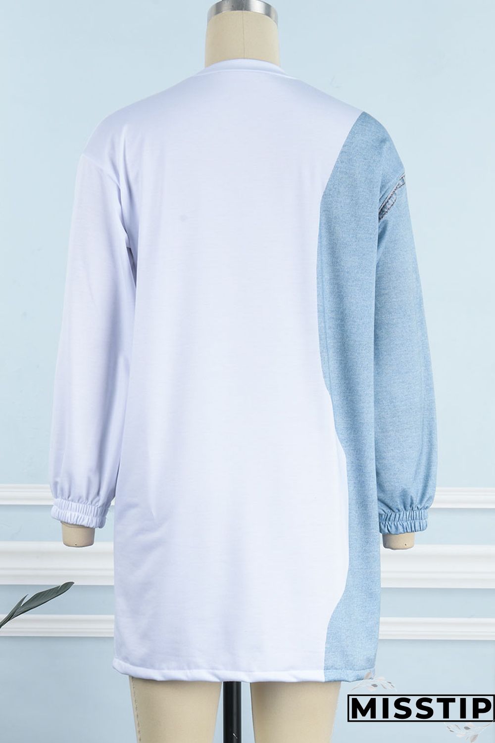 White Casual Solid Patchwork O Neck Tops