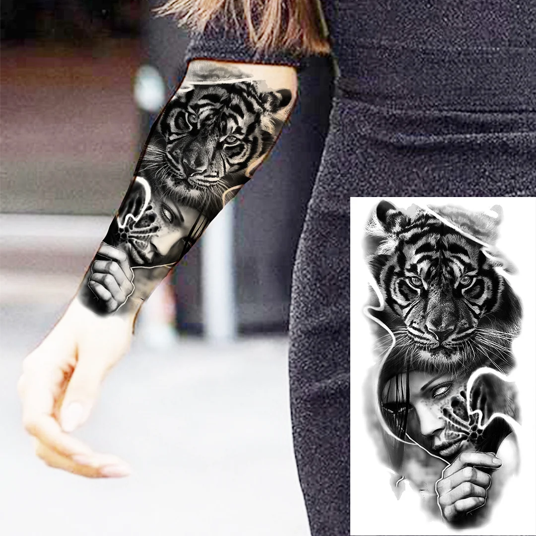 Sdrawing Rose Flower Temporary Tattoos For Women Adults Realistic Vampire Wolf Scary Snake Crown Fake Tattoo Sticker Arm Tatoos
