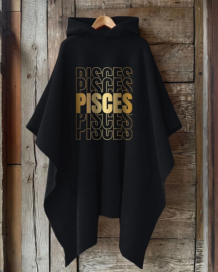 Stacked Pisces Zodiac Hooded Warm Shawl Cape