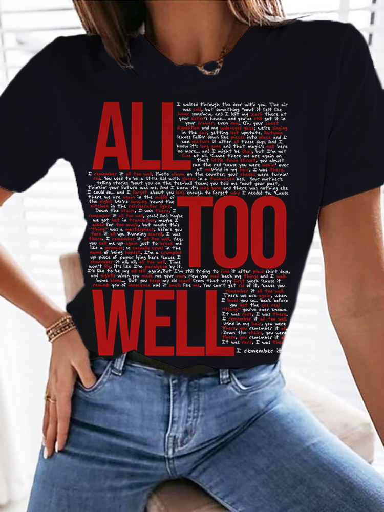 TS All Too Well Inspired Round Neck Comfy T Shirt