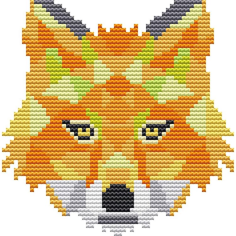 Joy Sunday - Fox - 14CT 2 Strands Threads Printed Cross Stitch Kit - 15x15cm(Canvas)