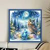Owl On Gemstone Under Moonlit Night-Full Embroidery 3 Strands 11CT Stamped Cross Stitch-40*40CM