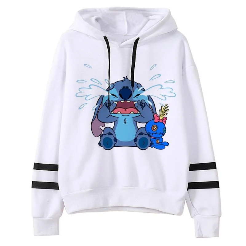 Kawaii Stitch Hoodies Cartoon Graphic Print Streetwear Hooded Sweatshirts