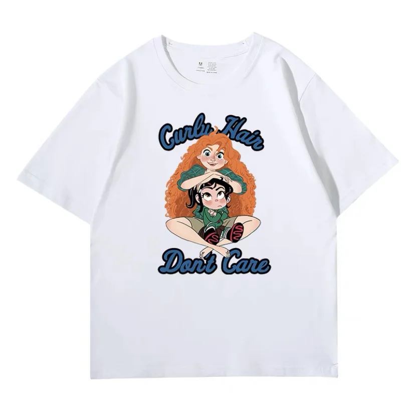 “Curly Hair Don‘t Care” American Cartoon Retro style SHORT-SLEEVED T-shirt