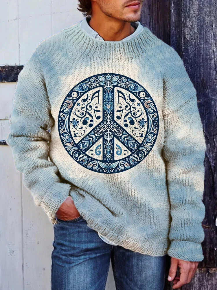 Men's Hippie Ethnic Pattern Art Print Knit Sweatshirt