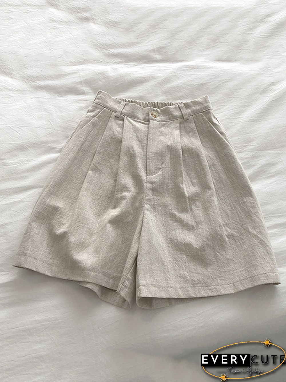 Loose Wide Leg Elasticity Pleated Solid Color Shorts
