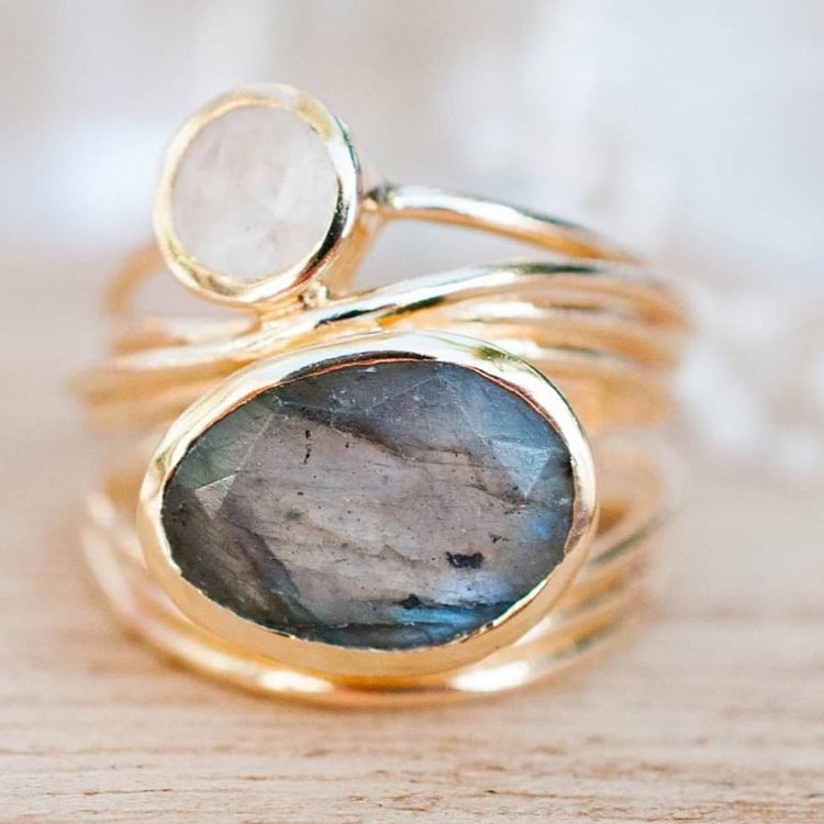 Labrador Stone and Moonstone Ring