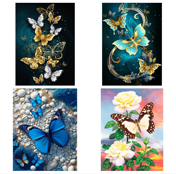 4pcs/Set Butterfly - Full Round - Diamond Painting (30*40cm)