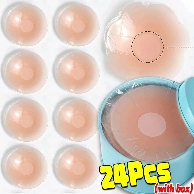 Bayuyun 2-24PCS Invisible Self Adhesive Chest Paste Reusable Sticker Breast Petal Strapless Lift Up Bra Pad Silicone Petal Nipple Cover