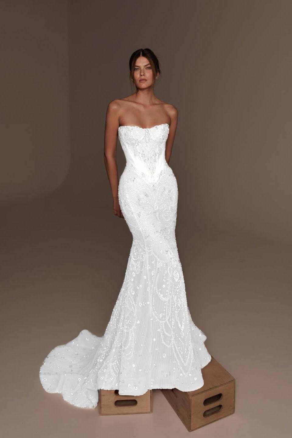 Lussooy Glamorous Sleeveless Sweetheart Mermaid Long Prom Dress with Beadings 