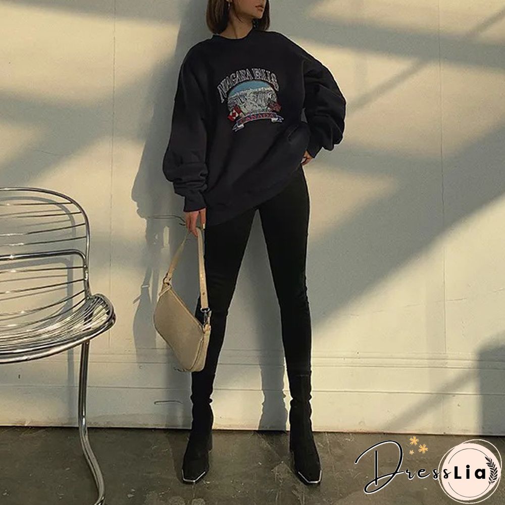 Black Round Neck Pullover Sweater