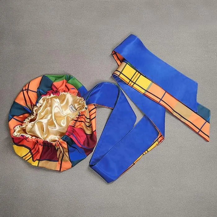 African Print Head Wrap With Satin-Lined(Buisson Ardent) -AW1990